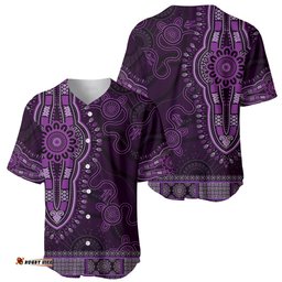 Purple African Dashiki With Australia Aboriginal Art Baseball Jersey Shirt