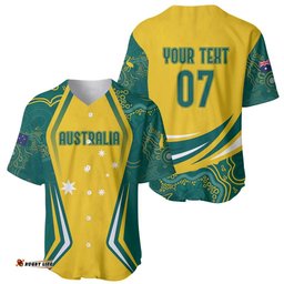 Australia 2024 Olympics Custom Baseball Jersey Shirt Rise of the Roos Aborignal Style