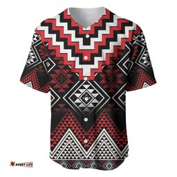 Red Taniko Aotearoa Baseball Jersey Shirt Niho Taniwha Mix Poutama