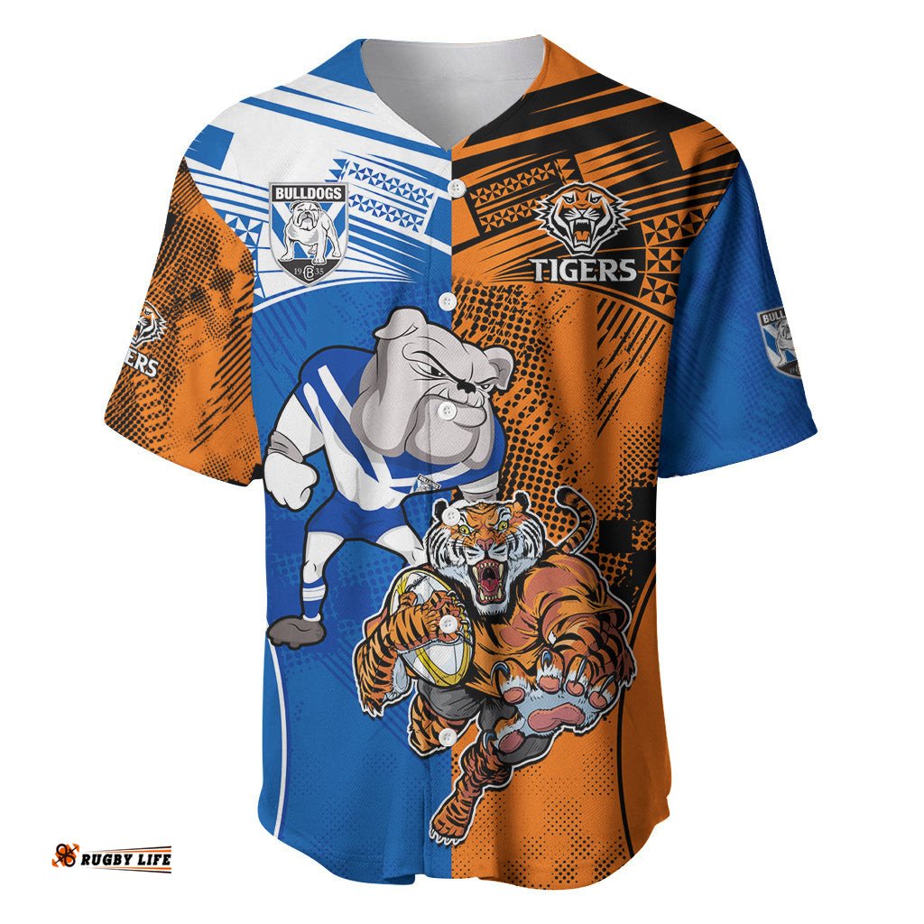 Custom Bulldogs and Tigers Baseball Jersey Shirt Rugby Mascot With Sporty Style