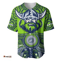 Raiders Rugby Baseball Jersey Shirt Aboriginal Pattern