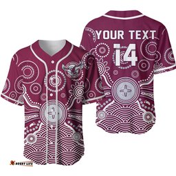 Custom Text And Number Sea Eagles Baseball Jersey Shirt Manly Warringah 1946 Indigenous Painting Ver.02