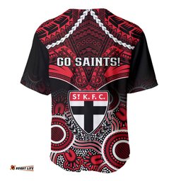 St Kilda Football Baseball Jersey Shirt Saints Aboriginal Mix Polynesian Pattern