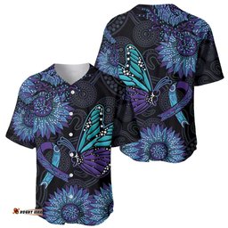 Australia Indigenous Baseball Jersey Shirt Teal & Purple Sunflower Aboriginal Arts