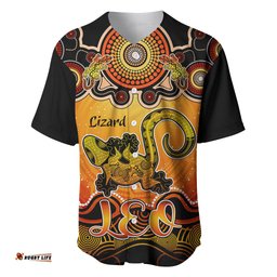Personalised Australia Leo Lizard Zodiac Baseball Jersey Shirt Auz Astrology Aboriginal Red