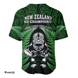 New Zealand Aotearoa Rugby Baseball Jersey Shirt NZ Tiki With Maori Fern World Cup Green Version