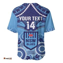 Custom NSW Blues Rugby Baseball Jersey Shirt Aboriginal Mix Polynesian Pattern