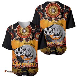 Personalised Australia Gemini Sugar Gilder Zodiac Baseball Jersey Shirt Auz Astrology Aboriginal Red