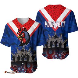 Roosters Rugby Personalised Baseball Jersey Shirt Anzac Day Camouflage Vibes