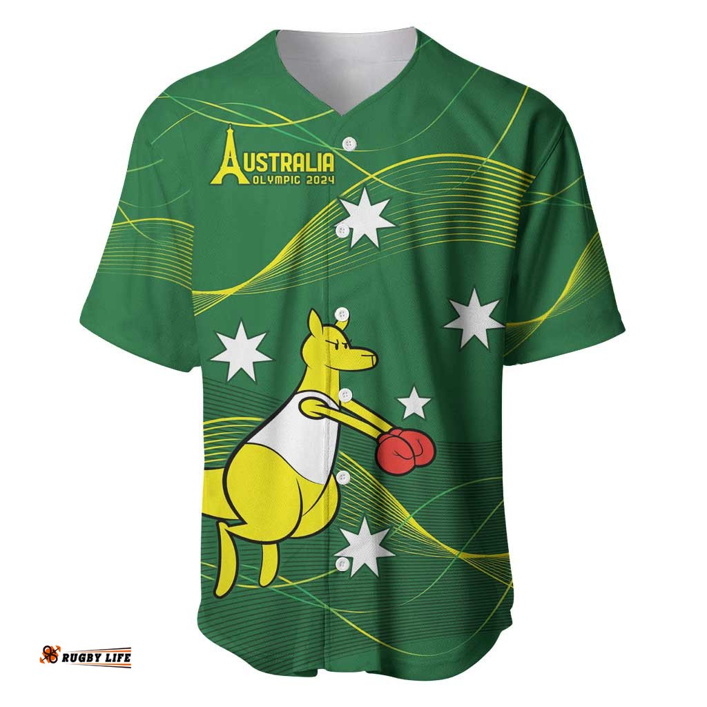 Personalised Australia Go Paris 2024 Baseball Jersey Shirt National Color Ver1