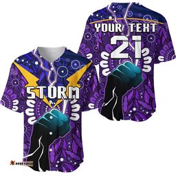 Custom Personalised Storm Rugby Baseball Jersey Shirt Indigenous With Thunder Go Storm