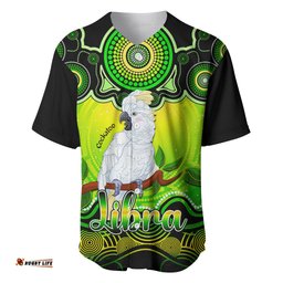 Personalised Australia Libra Cockatoo Zodiac Baseball Jersey Shirt Auz Astrology Aboriginal Green