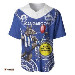 Custom AFL Kangaroos NAIDOC Week Baseball Jersey Shirt Keep The Fire Burning Indigenous Art