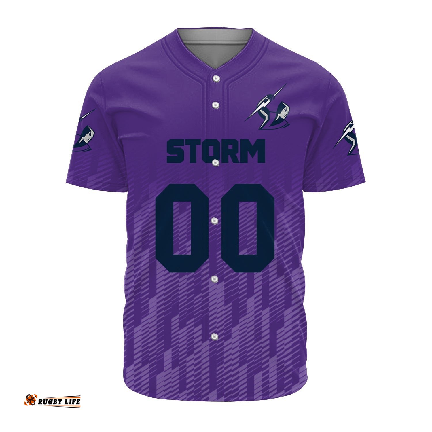 Melbourne Storm Baseball Jersey Shirt Logo Sport Ombre NRL