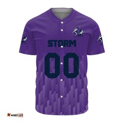 Melbourne Storm Baseball Jersey Shirt Logo Sport Ombre NRL
