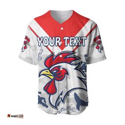Custom Personalised Roosters Baseball Jersey Shirt Sydney Indigenous Version White
