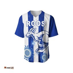 Custom Personalised Roos Football North Melbourne Baseball Jersey Shirt Simple Indigenous Custom Text and Number