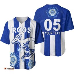 Custom Personalised Roos Football North Melbourne Baseball Jersey Shirt Simple Indigenous Custom Text and Number