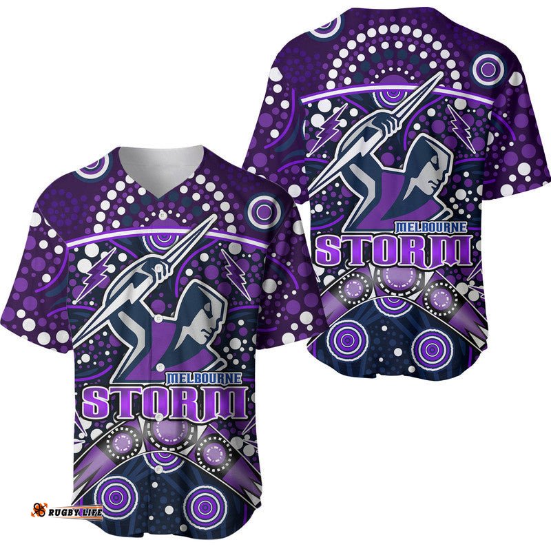 Storm Rugby Baseball Jersey Shirt Melbourne Boomerang Indigenous Dots