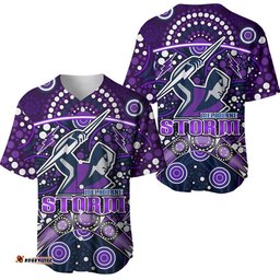 Storm Rugby Baseball Jersey Shirt Melbourne Boomerang Indigenous Dots