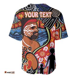 Dad and Son Footprint Father's Day Personalised Baseball Jersey Shirt Australian Aboriginal Art