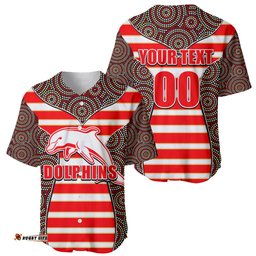 NRL Dolphins Baseball Jersey Shirt Mix Dot Aboriginal