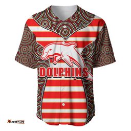 NRL Dolphins Baseball Jersey Shirt Mix Dot Aboriginal
