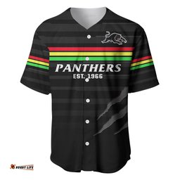 Penrith Panthers Rugby Baseball Jersey Shirt The Riff Est 1966 Black Sporty