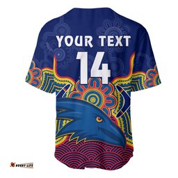 Custom Text And Number Adelaide Football Baseball Jersey Shirt Crows Aboriginal Art