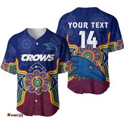 Custom Text And Number Adelaide Football Baseball Jersey Shirt Crows Aboriginal Art