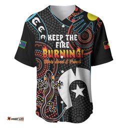 NAIDOC Week 2024 Baseball Jersey Shirt Keep The Fire Burning Indigenous Art