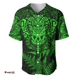 New Zealand Rugby Baseball Jersey Shirt Silver Fern All Black Mix Ta Moko Green Style 05