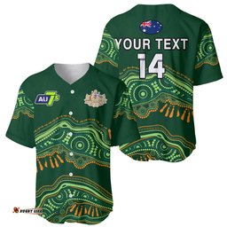 Custom Text And Number Aussie Sevens Rugby Aboriginal Art Baseball Jersey Shirt