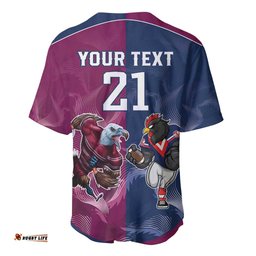Roosters Sea Eagles Rugby Custom Baseball Jersey Shirt Half Grunge Style