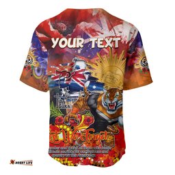 Personalised Australia Rugby Tigers ANZAC Baseball Jersey Shirt Wests Scratch Style