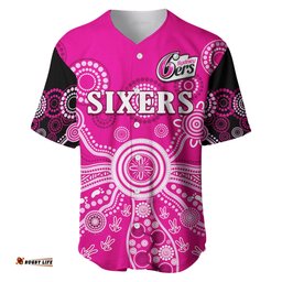 Sydney Sixers Baseball Jersey Shirt Cricket Indigenous Australian Art Ver.01