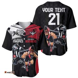 Custom Essendon and Collingwood Baseball Jersey Shirt Together Sporty Style