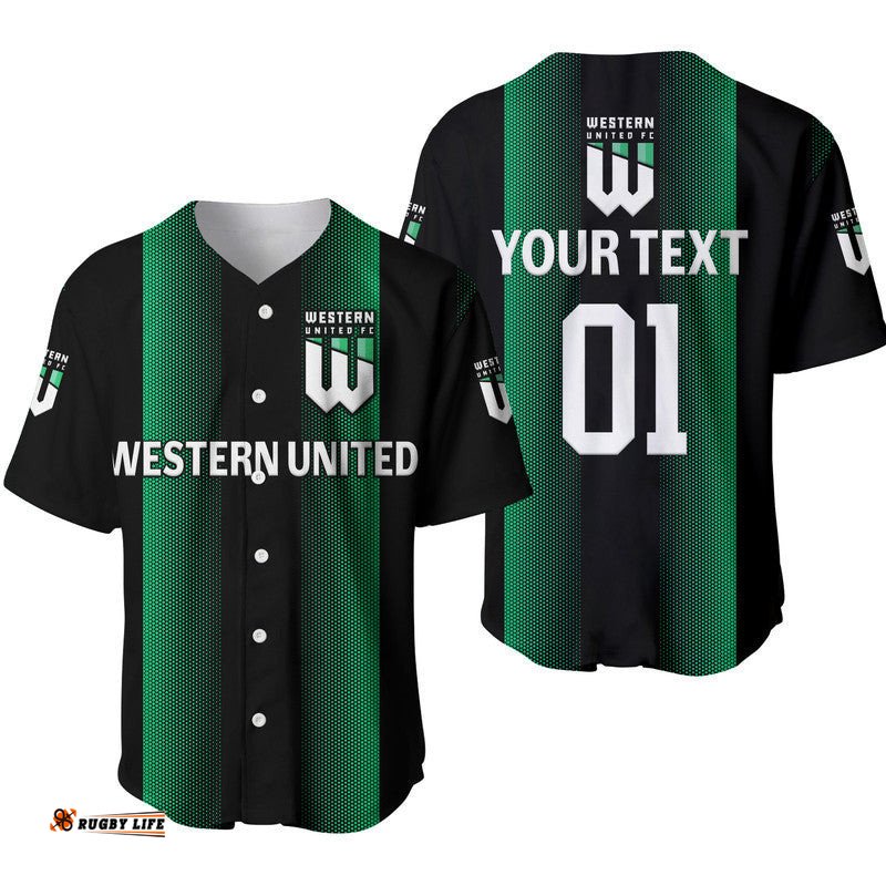 Custom Personalised Western United Baseball Jersey Shirt Soccer Club Original Style Black
