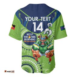 Custom NRL Raiders NAIDOC Week Baseball Jersey Shirt Keep The Fire Burning Indigenous Art