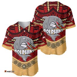 Dolphins Rugby Baseball Jersey Shirt Polynesian and Aboriginal Vibe