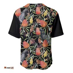 Australia Black Cockatoo And Banksia Flowers Baseball Jersey Shirt