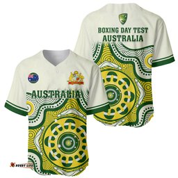 Australia Cricket Baseball Jersey Shirt Boxing Day Test Indigenous Art