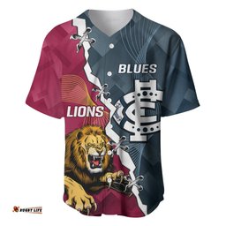 Personalised Lions And Blues Football Baseball Jersey Shirt Together Sporty Style