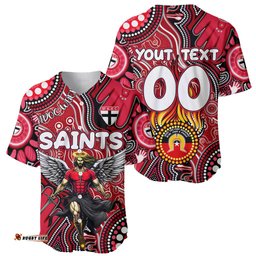 Personalised NAIDOC Week 2024 St Kilda Saints Baseball Jersey Shirt Australian Aboriginal Hand Painting