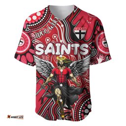 Personalised NAIDOC Week 2024 St Kilda Saints Baseball Jersey Shirt Australian Aboriginal Hand Painting