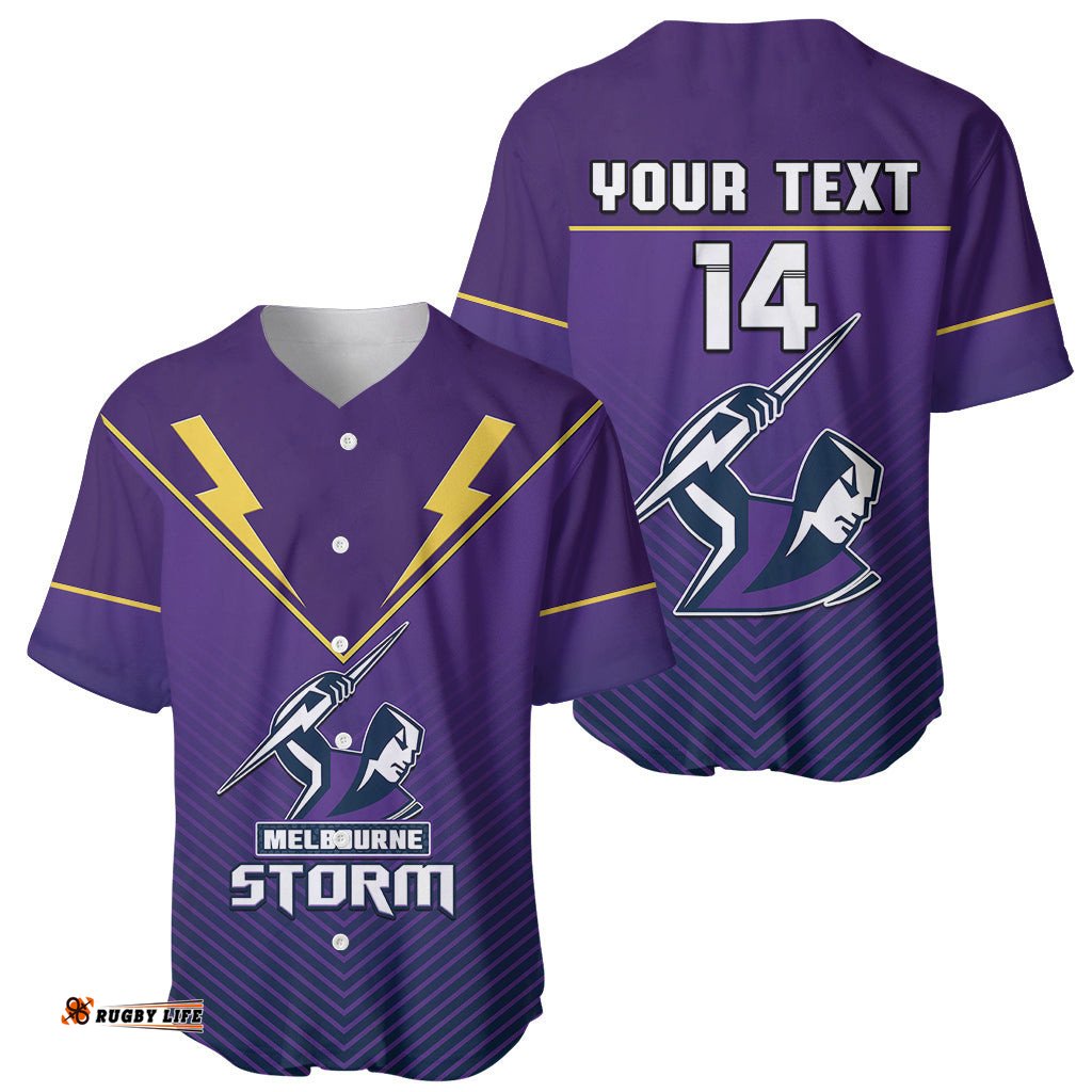Custom Text And Number Storm Rugby Baseball Jersey Shirt Purple Sporty Go Storm