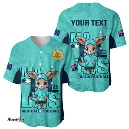 Custom Matildas Baseball Jersey Shirt Australian Cute Mascot Unique Turquosie Version