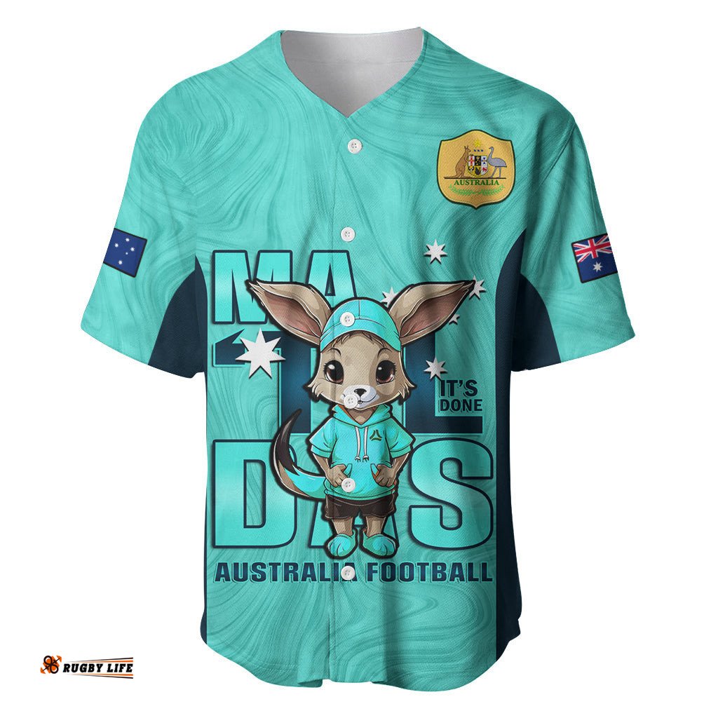 Custom Matildas Baseball Jersey Shirt Australian Cute Mascot Unique Turquosie Version