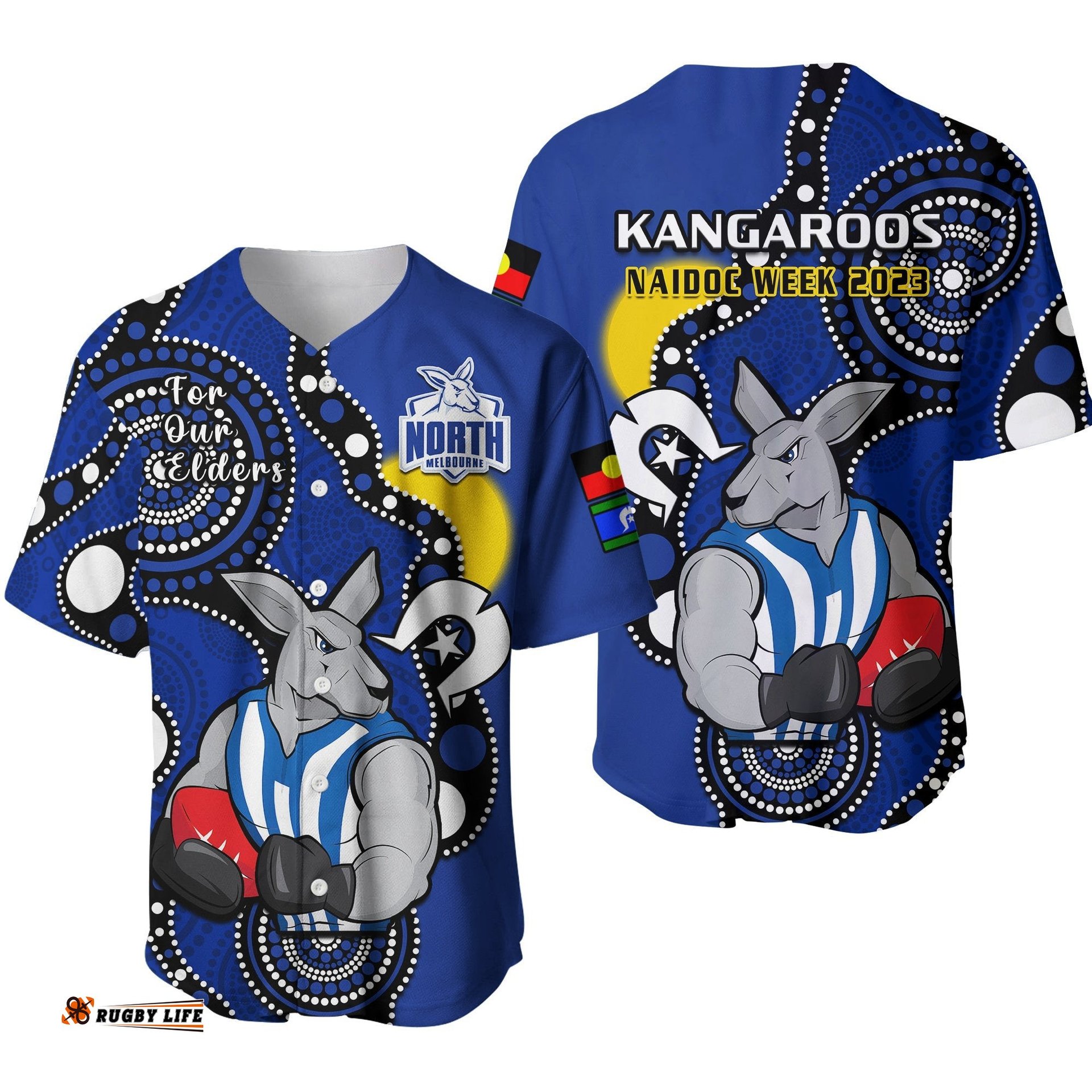 North Melbourne Football NAIDOC Baseball Jersey Shirt Roos For Our Elders Indigenous Ver.01