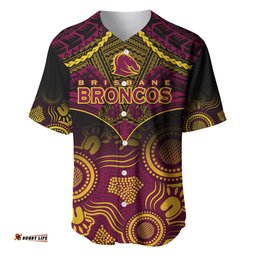 Broncos Rugby Baseball Jersey Shirt Brisbane 1987 Aboriginal Mix Polynesian Pattern
